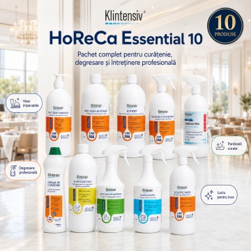 Pachet curatenie profesionala HoReCa Klintensiv Professional Essential 10, detergenti vase, degresanti, pardoseli, anticalcar, multisuprafete si inox, 10 produse, 9 L, 4x Stickere - Img 5
