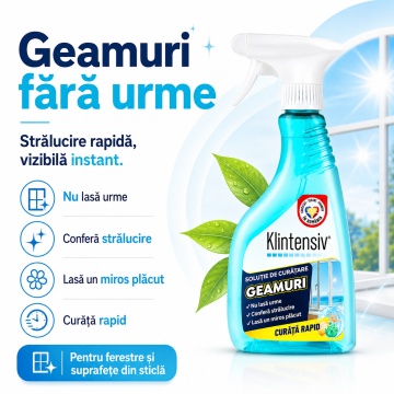 Pachet solutii curatenie casa completa KlinSmart Klintensiv, pentru baie, geamuri, pardoseli si protectia suprafetelor, 4 produse, 2,5 L, 4x Stickere - Img 4