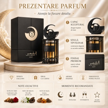 Parfum Arăbesc Al Qamar Nuit French Avenue 100 ml, Apă de Parfum Unisex, Damă și Bărbat, Inspirat The Moon, Aromă Aromatic Orientală cu Citrice, Condimente, Note Proaspete, Flori Albe, Lavandă, Note Calde, Lemn de Cedru, Ambră și Mosc - Img 3