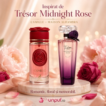 Parfum Arăbesc Alhambra Camille 100 ml, Apă de Parfum Damă, Inspirat Midnight Rose, Aromă Floral Fructată Feminină cu Bergamotă, Fructe Delicate, Pară, Bujor, Flori Albe, Iasomie, Trandafir, Lemn Alb, Mosc și Vanilie - Img 8