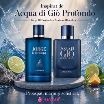 Parfum Arăbesc Alhambra Jorge Di Profondo Maison Alhambra 100 ml, Apă de Parfum Bărbați, Aromă Acvatic Proaspătă, Inspirat Acqua di Gio Profondo - Img 8