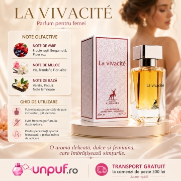 Parfum Arăbesc Alhambra La Vivacite 30 ml, Apă de Parfum Damă, Maison Alhambra, Inspirat La Vie est Belle en Rose, Aromă Oriental Modernă Floral Fructată cu Note Fructate, Bergamotă, Condimente, Iasomie, Trandafir, Note Lemnoase, Cedru, Ambră, Mosc și Van - Img 9