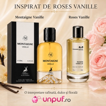 Parfum Arăbesc Alhambra Montaigne Vanille 100 ml, Apă de Parfum Damă, Maison Alhambra, Inspirat Roses Vanille, Aromă Oriental Vanilată cu Bergamotă, Condimente Moi, Tonka, Caramel, Flori Albe, Ambră, Lemn de Santal, Mosc și Vanilie - Img 8
