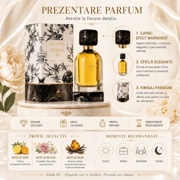 Parfum Arăbesc Alhambra Nebula III Maison Alhambra 100 ml, Apă de Parfum Unisex, Damă și Bărbat, Aromă Oriental Modernă, Inspirat Chanel No 5 Hair Mist - Img 3