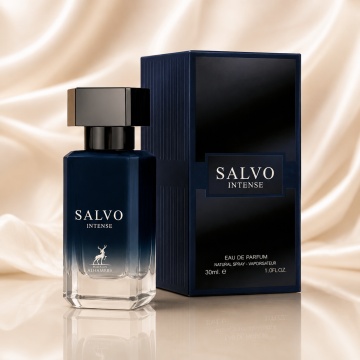 Parfum Arăbesc Alhambra Salvo Intense 30 ml, Apă de Parfum Bărbați, Maison Alhambra, Inspirat Sauvage, Aromă Aromatic Proaspătă Fresh cu Note Citrice, Bergamotă, Piper, Patchouli, Geranium, Lavandă, Ambroxan, Cedru și Labdanum