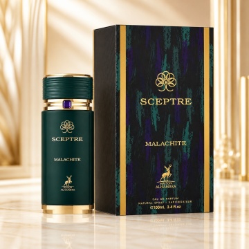 Parfum Arăbesc Alhambra Sceptre Malachite 100 ml, Apă de Parfum Unisex, Damă și Bărbat, Maison Alhambra, Inspirat God of Fire, Aromă Oriental Modernă Fresh Fructată cu Note Fructate, Bergamotă, Condimente, Iasomie, Trandafir, Note Lemnoase, Cedru, Ambră,