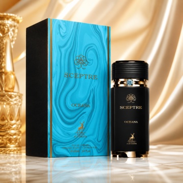 Parfum Arăbesc Alhambra Sceptre Oceana 100 ml, Apă de Parfum Bărbați, Maison Alhambra, Inspirat Gemme Orom, Aromă Acvatic Proaspătă cu Grapefruit, Note Marine, Bergamotă, Lămâie, Lavandă, Note Ozonice, Salvie, Cedru, Ambroxan și Mosc