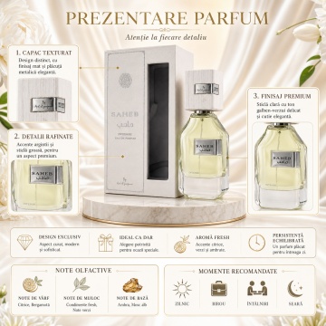 Parfum Arăbesc Ard Al Zaafaran Saheb Intense 70 ml, Apă de Parfum Unisex, Damă și Bărbat, Inspirat Imagination, Aromă Oriental Ambrată cu Bergamotă, Condimente, Fructe Dulci, Iasomie, Trandafir, Patchouli, Ambră, Mosc și Vanilie - Img 3