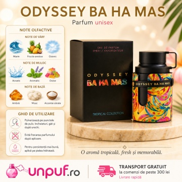 Parfum Arăbesc Armaf Odyssey Ba Ha Mas 100 ml, Apă de Parfum Unisex Damă și Bărbat, Aromă Aromatic Orientală Fresh Marină și Tropicală Inspirată de Invictus Aqua - Img 9
