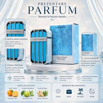 Parfum Arăbesc Armaf Ventana Marine 100 ml, Apă de Parfum Bărbat, Aromă Aromatic Proaspătă, Fresh Acvatică, Citrică și Elegantă, Inspirată de Imagination - Img 3