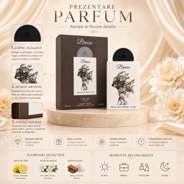 Parfum Arăbesc Breeze Lattafa Pride 100 ml, Apă de Parfum Unisex, Damă și Bărbat, Inspirat 724, Aromă Oriental Lemnoasă Curată și Luminoasă cu Bergamotă, Cardamom, Lăcrămioară, Tămâie, Cedru, Lemn de Santal și Mosc - Img 3