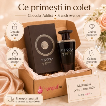 Parfum Arăbesc Chocola Addict Eau de Parfum 100 ml, Apă de Parfum Unisex, Damă și Bărbat, French Avenue, Inspirat Symphonium, Aromă Gourmandă de Ciocolată și Vanilie cu Cacao, Bergamotă, Ciocolată cu Lapte, Frișcă, Boabe de Tonka, Pralină, Caramel, Mosc ș - Img 4