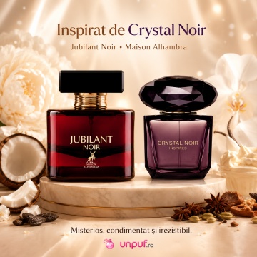 Parfum Arăbesc Damă Jubilant Noir Maison Alhambra 100 ml, Apă de Parfum, Inspirat de Crystal Noir Versace, Aromă Floral Ambrată și Oriental Florală cu Cardamom, Ghimbir, Piper Roz, Bujor, Floare de Portocal, Gardenie, Nucă de Cocos, Lemn de Santal, Mosc ș - Img 8