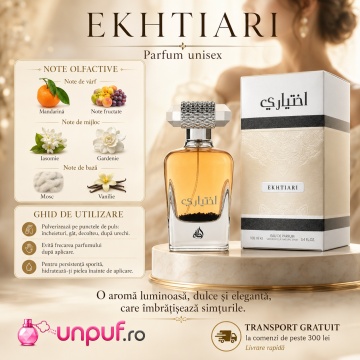 Parfum Arăbesc Ekhtiari Lattafa 100 ml, Apă de Parfum Damă, Aromă Aromatic Fougere cu Fructe, Mandarină, Gardenie, Iasomie, Boabe de Tonka, Mosc și Vanilie - Img 9