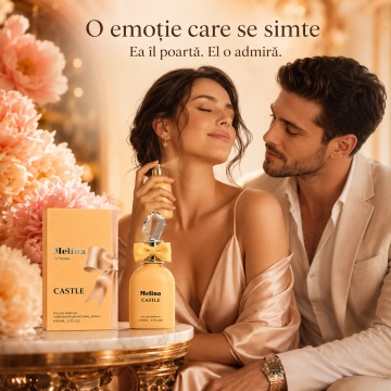 Parfum Arăbesc Emper Melina Castle 80 ml, Apă de Parfum Damă, Inspirat Cassili, Aromă Aromatic Orientală Feminină cu Citrice, Condimente, Note Proaspete, Flori Albe, Lavandă, Note Calde, Lemn de Cedru, Ambră și Mosc - Img 5
