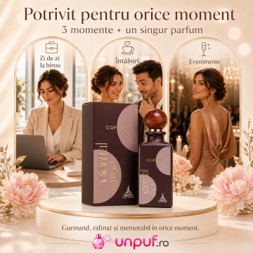 Parfum Arăbesc Eternal Coffee Paris Corner 85 ml, Apă de Parfum Unisex Damă și Bărbat, Aromă Gurmand Cafea, Caramel, Ciocolată, Lapte, Vanilie și Mosc, Inspirată de Coffee Addict - Img 6