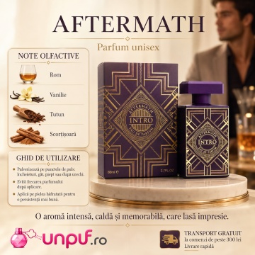 Parfum Arăbesc Fragrance World Intro Aftermath 80 ml, Apă de Parfum Unisex, Damă și Bărbat, Aromă Oriental Condimentată Ambrată cu Piper, Rom, Scorțișoară, Patchouli, Davana, Tutun, Ambră, Lemn de Santal și Vanilie - Img 9