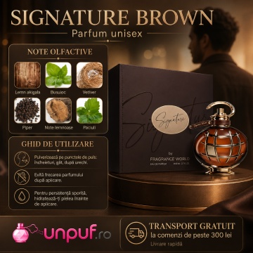 Parfum Arăbesc Fragrance World Signature Brown 80 ml, Apă de Parfum Unisex, Damă și Bărbat, Aromă Aromatic Orientală, Caldă și Lemnoasă, cu Citrice, Condimente, Note Proaspete, Flori Albe, Lavandă, Cedru, Ambră și Mosc - Img 9