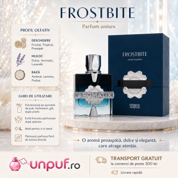 Parfum Arăbesc French Avenue Aromatix Frostbite 100 ml, Apă de Parfum Unisex, Damă și Bărbat, Inspirat Ambassador Men, Aromă Aromatic Orientală Fresh Fructată cu Citrice, Condimente, Note Proaspete, Flori Albe, Lavandă, Note Calde, Lemn de Cedru, Ambră și - Img 9