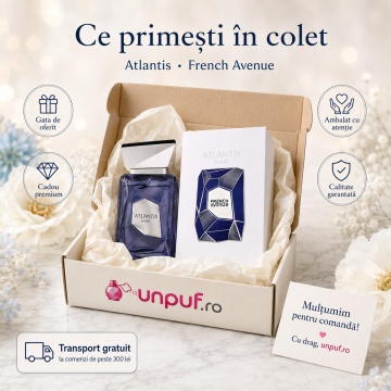 Parfum Arăbesc French Avenue Atlantis 100 ml, Extract de Parfum Unisex, Damă și Bărbat, Inspirat Wavechild, Aromă Acvatic Fructată Fresh Oceanică cu Citrice, Portocală, Mandarină, Lămâie, Pepene, Cocos, Ambră, Mosc, Cedru, Cacao, Amberwood și Ambergris - Img 4