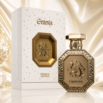 Parfum Arăbesc Genesis Capricorn French Avenue 90 ml, Apă de Parfum Unisex, Damă și Bărbat, Inspirat Babycat, Aromă Aromatic Orientală Ambrată și Vanilată cu Citrice, Condimente, Note Proaspete, Flori Albe, Lavandă, Note Calde, Lemn de Cedru, Ambră, Mosc,