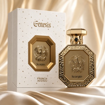 Parfum Arăbesc Genesis Scorpio French Avenue 90 ml, Apă de Parfum Unisex, Damă și Bărbat, Inspirat Jazz Club, Aromă Aromatic Orientală Caldă și Sofisticată cu Citrice, Rom, Condimente, Tutun, Acord Aromatic, Vanilie, Lemn, Balsamic, Lemn de Cedru, Ambră ș