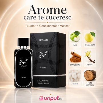 Parfum Arăbesc Hayaati Silver Lattafa 100 ml, Apă de Parfum Bărbat, Aromă Lemnos Aromatică cu Grepfrut, Măr, Scorțișoară, Paciuli, Mosc și Vanilie - Img 10