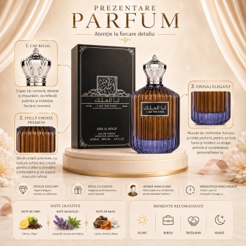 Parfum Arăbesc I Am The King Ard Al Zaafaran 100 ml, Apă de Parfum Bărbați, Inspirat Sauvage Dior, Aromă Aromatic Fougere cu Bergamotă, Lămâie, Mandarină, Piper, Lavandă, Anason, Ambră, Labdanum și Vanilie - Img 3