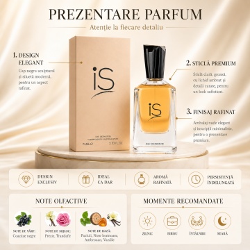 Parfum Arăbesc IS Fragrance World 75 ml, Apă de Parfum Damă, Aromă Chypre Fructată, Feminină și Elegantă, cu Coacăză Neagră, Frezie, Trandafir, Ambroxan, Note Lemnoase, Paciuli și Vanilie - Img 3