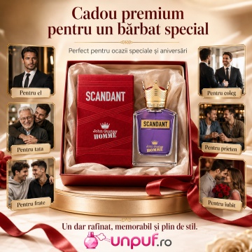 Parfum Arăbesc John Gustav Homme Scandant Eau de Parfum 100 ml, Bărbat, Aromă Oriental Lemnos Gourmand cu Mandarină, Piper, Salvie, Tonka, Caramel, Lavandă, Ambră, Lemn Cald și Vetiver - Img 7