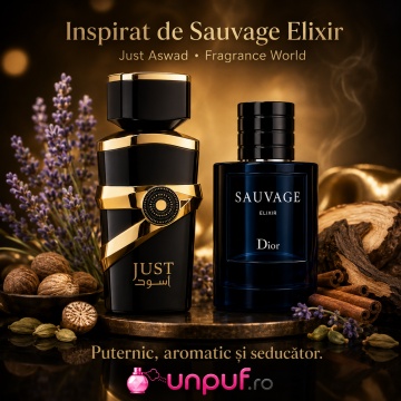 Parfum Arăbesc Just Aswad Fragrance World 100 ml, Apă de Parfum Bărbat, Aromă Lemnos Aromatică, Condimentată, Puternică, Elegantă și Masculină, Inspirată de Sauvage Elixir Dior - Img 8