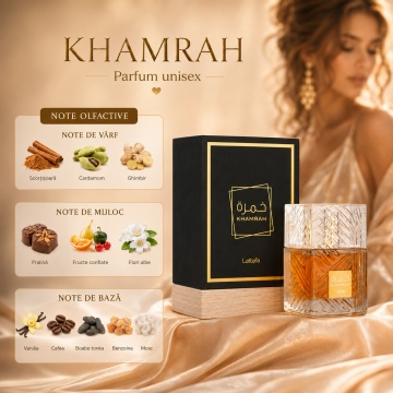Parfum Arăbesc Khamrah Lattafa 100 ml, Apă de Parfum Unisex Damă și Bărbat - Img 8