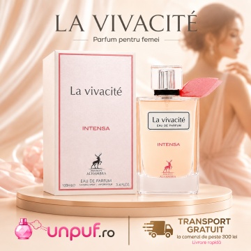 Parfum Arăbesc La Vivacité Intensa Maison Alhambra EDP 100 ml Femei, Inspirat La Vie Est Belle Intensément, Aromă Oriental Florală cu Zmeură, Bergamotă, Piper Roz, Heliotrop, Portocală și Iasomie - Img 10