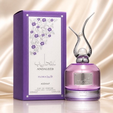 Parfum Arăbesc Lattafa Andaleeb Flora 100 ml, Apă de Parfum Damă, Aromă Floral Fructată cu Bergamotă, Pară, Portocală, Flori Albe, Iasomie, Trandafir, Mosc, Caramel, Chihlimbar și Lemn de Santal