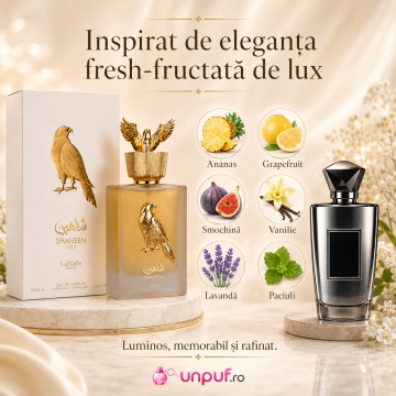 Parfum Arăbesc Lattafa Pride Shaheen Gold 100 ml, Apă de Parfum Unisex, Aromă Oriental Fresh Fructată cu Grapefruit, Lavandă, Ananas, Vanilie și Patchouli - Img 9