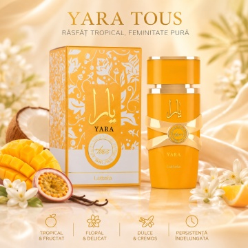 Parfum Arabesc Lattafa Yara Tous EDP 100 ml Damă, Floral Fructat Tropical, Mango, Cocos, Iasomie, Vanilie și Mosc - Img 11