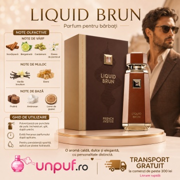 Parfum Arăbesc Liquid Brun French Avenue 100 ml, Apă de Parfum pentru Bărbați, Inspirat Althaïr Parfums de Marly, Aromă Caldă Dulce Orientală cu Scorțișoară, Bergamotă, Cardamom, Floare de Portocal, Vanilie Bourbon, Elemi, Pralină, Ambroxan, Mosc și Lemn - Img 9