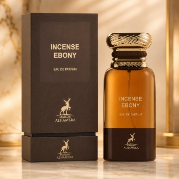 Parfum Arăbesc Maison Alhambra Incense Ebony 100 ml, Apă de Parfum Unisex, Damă și Bărbat, Inspirat Ebène Fumé, Aromă Rășinos Afumată cu Bergamotă, Piper, Tămâie, Lemn de Cedru, Rășini, Smirnă, Oud, Ambră, Lemn Afumat și Mosc