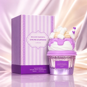 Parfum Arăbesc Mallow Madness Lattafa 75 ml, Apă de Parfum Damă, Aromă Floral Fructat Gurmandă cu Căpșună, Zmeură, Bezea, Frezie, Frișcă, Mosc și Vanilie