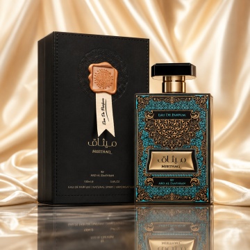Parfum Arăbesc Meethaq Ard Al Zaafaran 100 ml, Apă de Parfum Unisex Damă și Bărbat, Aromă Oriental Arăbească Inspirată de Layton