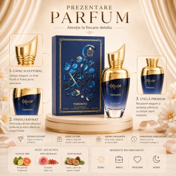 Parfum Arăbesc Milestone Exelof Toronto EDP 85 ml Unisex, Inspirat Torino21, Aromă Aromatic Orientală cu Bergamotă, Grapefruit, Trandafir, Piper Roz, Cedru, Lemn de Guaiac și Paciuli - Img 3