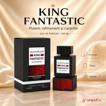 Parfum Arăbesc Milestone King Fantastic EDP 100 ml Bărbat, Aromă Aromatic Orientală cu Citrice, Condimente, Lavandă, Flori Albe, Note Calde, Lemn de Cedru, Ambră și Mosc - Img 3