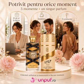 Parfum Arăbesc Oud Mood Gold Lattafa EDP 100 ml Unisex, Inspirat Oud Bouquet Lancome, Aromă Oriental Lemnoasă cu Pimento, Trandafir, Șofran, Caramel, Paciuli, Oud, Ambră, Lemn Uscat și Vanilie - Img 6