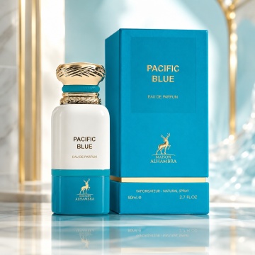 Parfum Arăbesc Pacific Blue Maison Alhambra EDP 80 ml Unisex, Inspirat Neroli Portofino, Aromă Citric Aromatică cu Bergamotă, Lămâie, Lavandă, Mandarină, Mirt, Portocală Amăruie, Rozmarin, Neroli, Floare de Portocal, Iasomie, Ambră și Ambretă