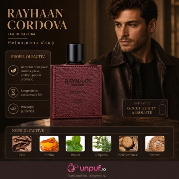 Parfum Arăbesc Rayhaan Cordova pentru Bărbați 100 ml, Lemnos Pielos Ambrat, Leather Collection - Img 8