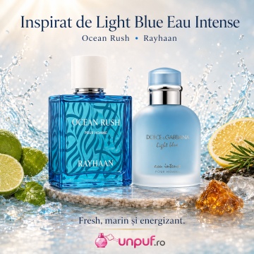 Parfum Arăbesc Rayhaan Ocean Rush Men EDP 100 ml Bărbat, Inspirat Light Blue Eau Intense, Aromă Acvatic Proaspătă cu Note Marine, Bergamotă, Grepfrut, Lavandă, Note Ozonice, Salvie, Cedru, Ambroxan și Mosc - Img 5