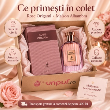 Parfum Arăbesc Rose Origami Maison Alhambra EDP 100 ml Damă, Inspirat Cafe Rose Tom Ford, Aromă Oriental Florală cu Trandafir Turcesc, Cafea, Trandafir Bulgăresc, Paciuli, Cardamom, Coriandru, Ylang Ylang, Lemn de Santal și Olibanum - Img 4