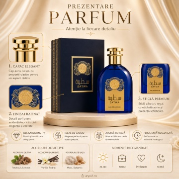 Parfum Arăbesc Satwa Ard Al Zaafaran 100 ml, Apă de Parfum Unisex, Damă, Bărbat, Aromă Oriental Ambrată, Lemnoasă și Elegantă, Inspirat A Date With Oud - Img 3
