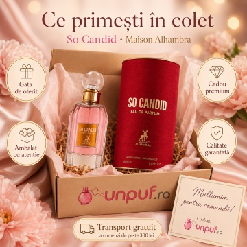 Parfum Arăbesc So Candid Maison Alhambra EDP 85 ml Damă, Inspirat Scandal By Night, Aromă Floral Fructată cu Floare de Portocal, Fructe, Zmeură, Iasomie, Tuberoză și Lapte - Img 4