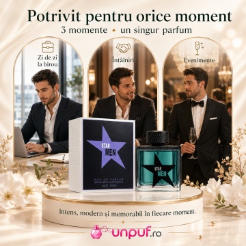 Parfum Arăbesc Star Men Fragrance World 100 ml, Apă de Parfum Bărbați, Aromă Oriental Fougere Dulce Condimentată cu Bergamotă, Mentă, Lavandă, Coriandru, Caramel, Miere, Lapte, Cafea, Vanilie, Tonka, Ambră și Mosc - Img 6